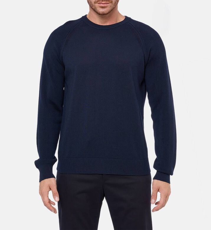 Corneliani Knit Crewneck Regular-fit Top, Navy, 56, Model View Corneliani Knit Crewneck Regular-fit Top, Navy, 56, Model View