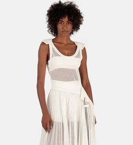 تنورة متوسطة الطول بخصر مائل وشبكة