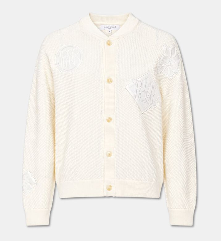 Maison Kitsune Embroidered Patches Tonal Buttons Knit Cardigan, Packshot View
