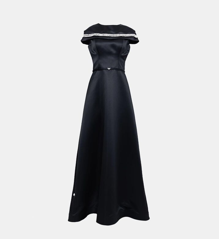 Satin Stone-embroidery Gown