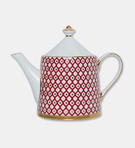 Imperial Gold-tone Handle Spout Red Lattice Teapot, Packshot View