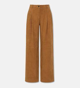 Luisa Spagnoli Pleated Wide-leg Suede Trousers, Packshot View