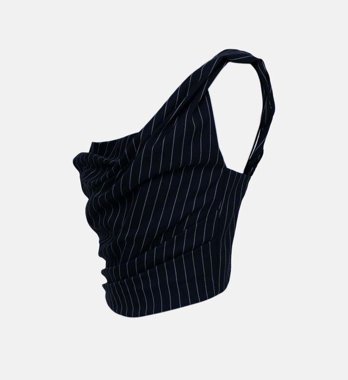 Twist-shoulder Wool Corset Top