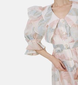 فستان ميتاليك بأكمام ثلاثة أرباع