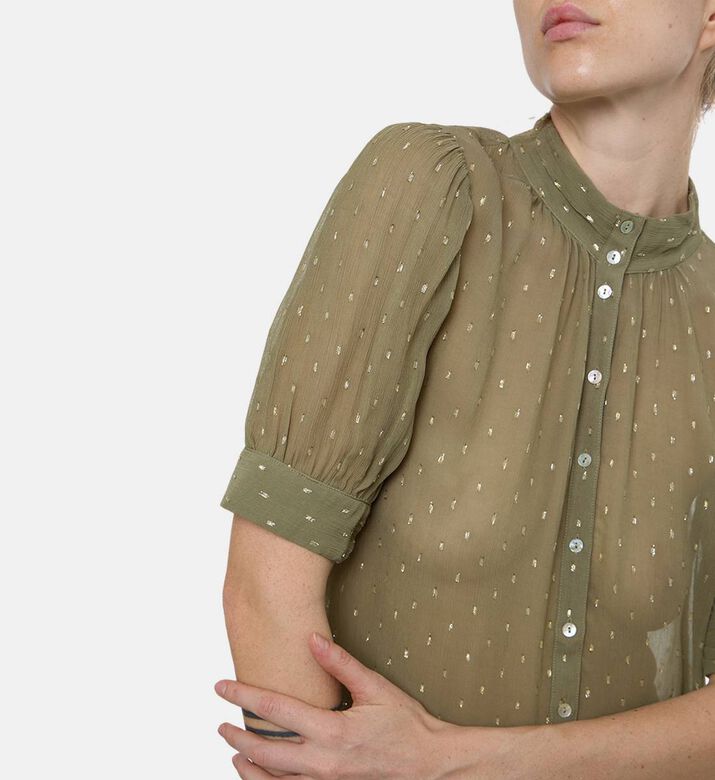 Ba and Sh All-over Print Short-sleeve Shirt, Khaki, Xs, Model View