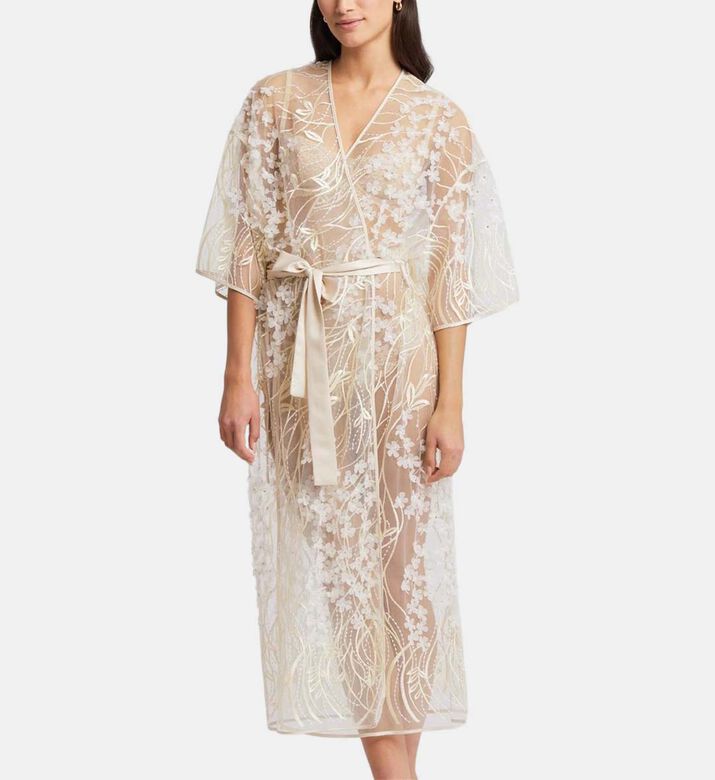 Three-quarter Floral Pattern Cover-up
