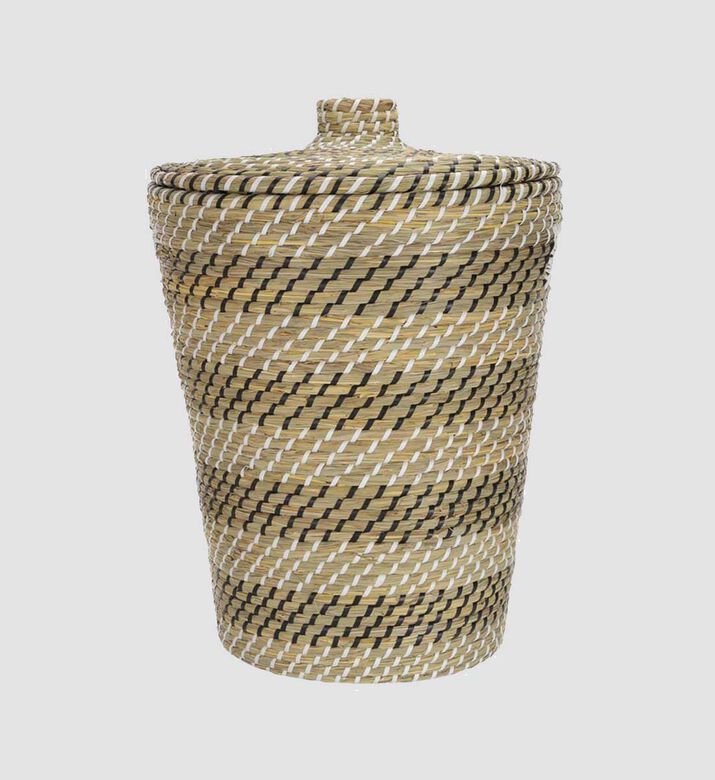 Grass Round Lidded Basket - 45 Cm