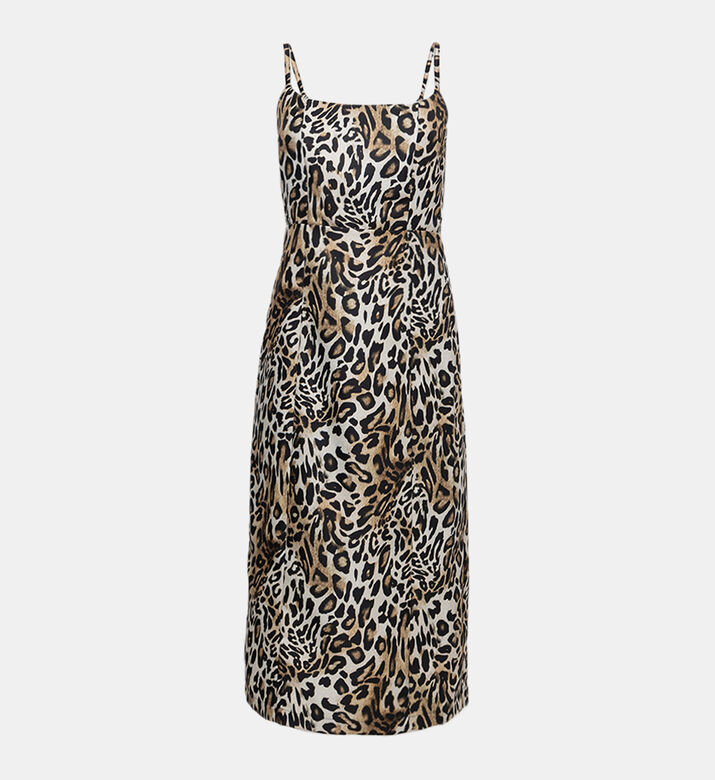Printed Duchesse Sheath Midi Dress