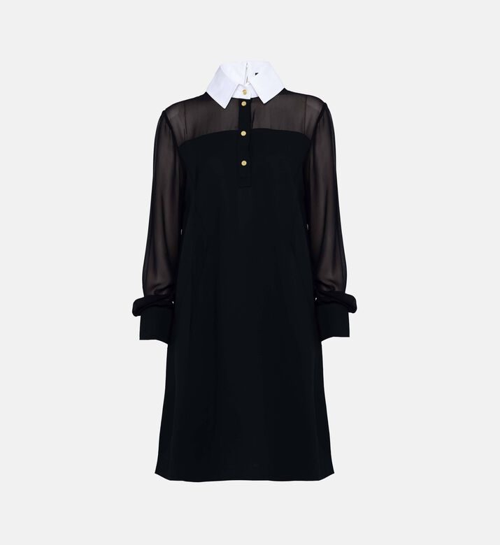 فستان بنمط قميص طويل الأكمام بأزرار أمامية