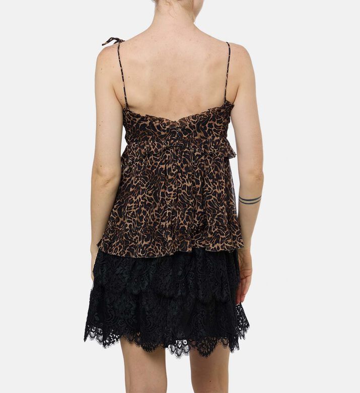 The Kooples Sheer Leopard-print Peplum Camisole, Model View