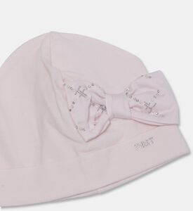 My First Collection Bow-detail Baby Beanie, Pink, 0-3m, Packshot View