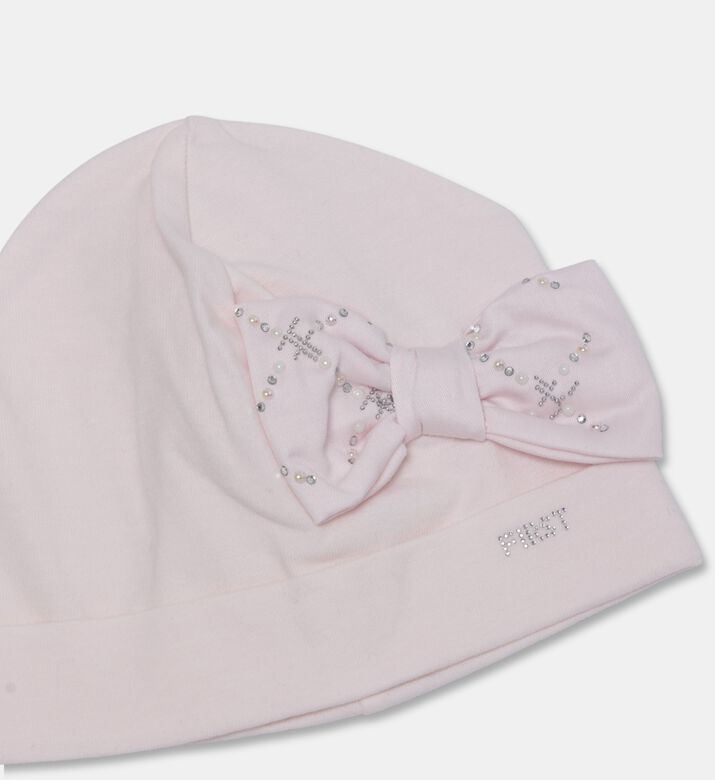 My First Collection Bow-detail Baby Beanie, Pink, 0-3m, Packshot View