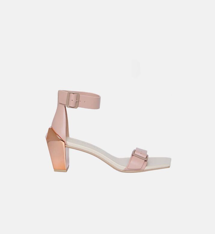 Geometric Heel Ankle Strap Sandal