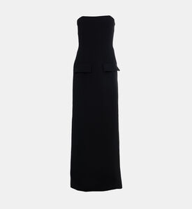 فستان طويل بدون أكمام بياقة قلب