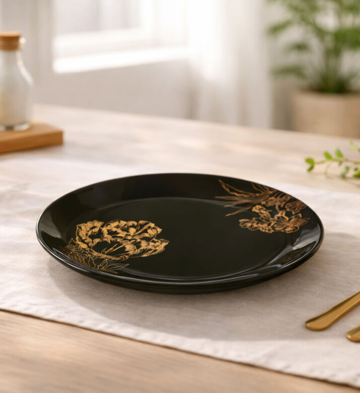 Essenza Masterpiece Floral Dinner Plate, Dark-green, 27-cm, Packshot View