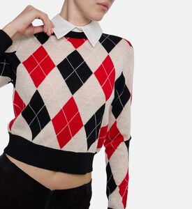 Alice and Olivia Diamond Pattern Long-sleeve Sweater, Model View