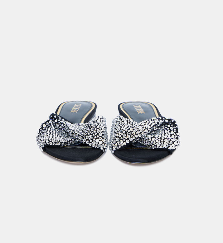Crystals Open-toe Flat Heels