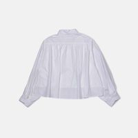 Numbers-embroidered Pleated Cotton Shirt