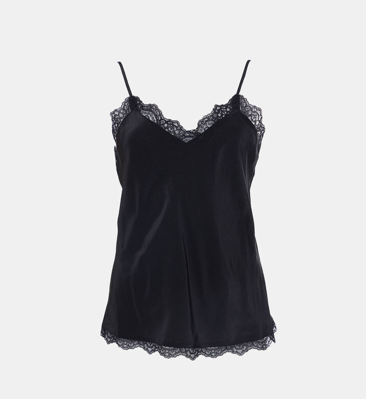 بلوزة كاميسول حرير مزينة بدانتيل