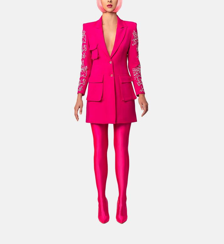 Nizar Qabbani Arabic Calligraphy Blazer Dress