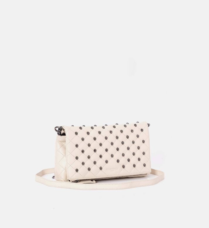 The Kooples All-over Skull Studs Quilted Crossbody Bag, Cream, Packshot View