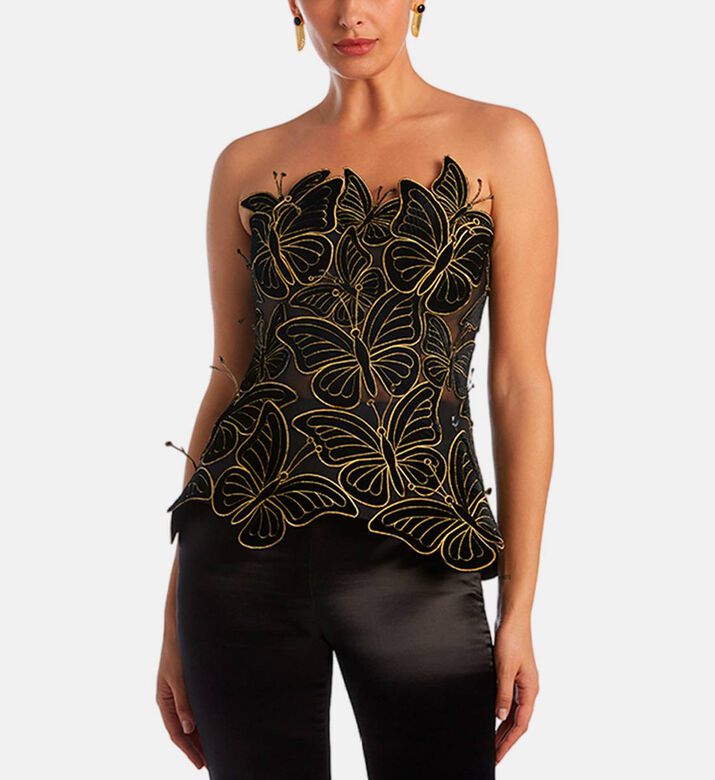 كورسيه بتطريزات فراشات لامعة