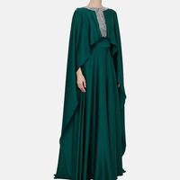 Embellished Neckline Cape Dress