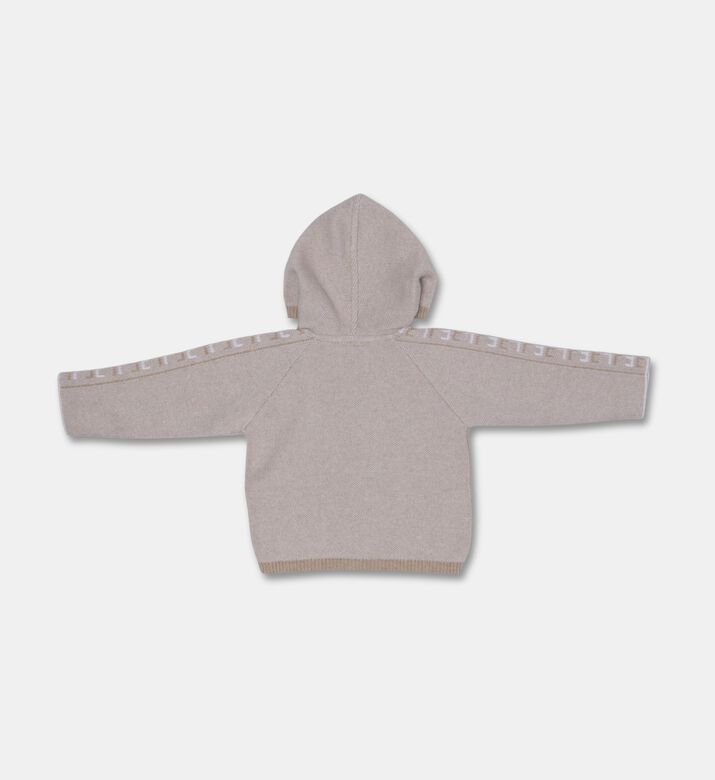 My First Collection Jacquard Knit Baby Hoodie, Beige, 0-1m, Packshot View