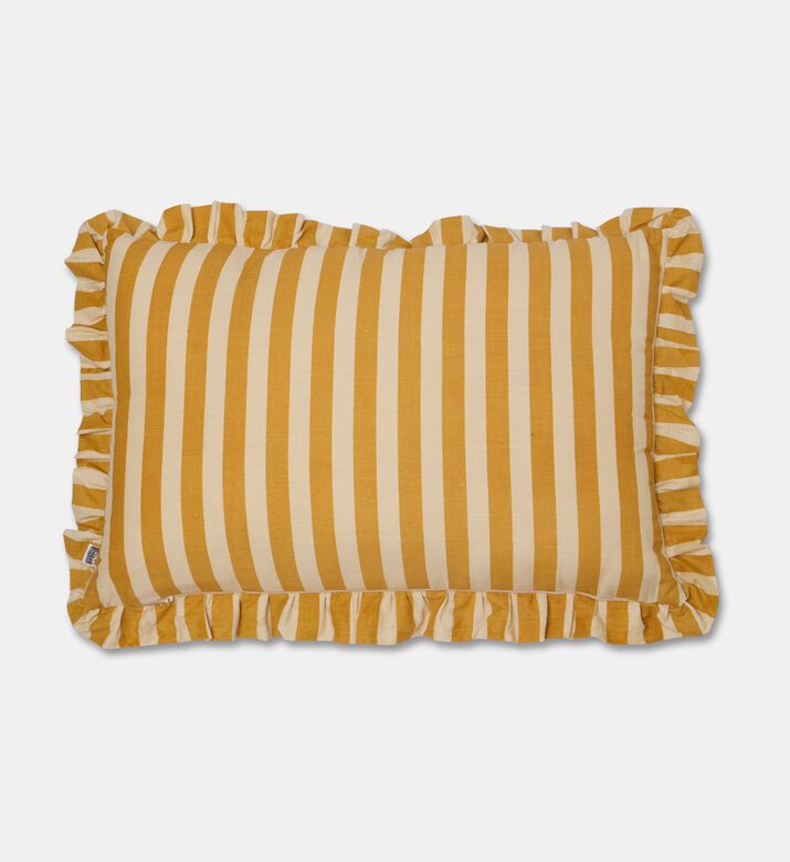 Home Deco and More Linea Ruffled Cushion, Yellow, 40x60-cm, Packshot View