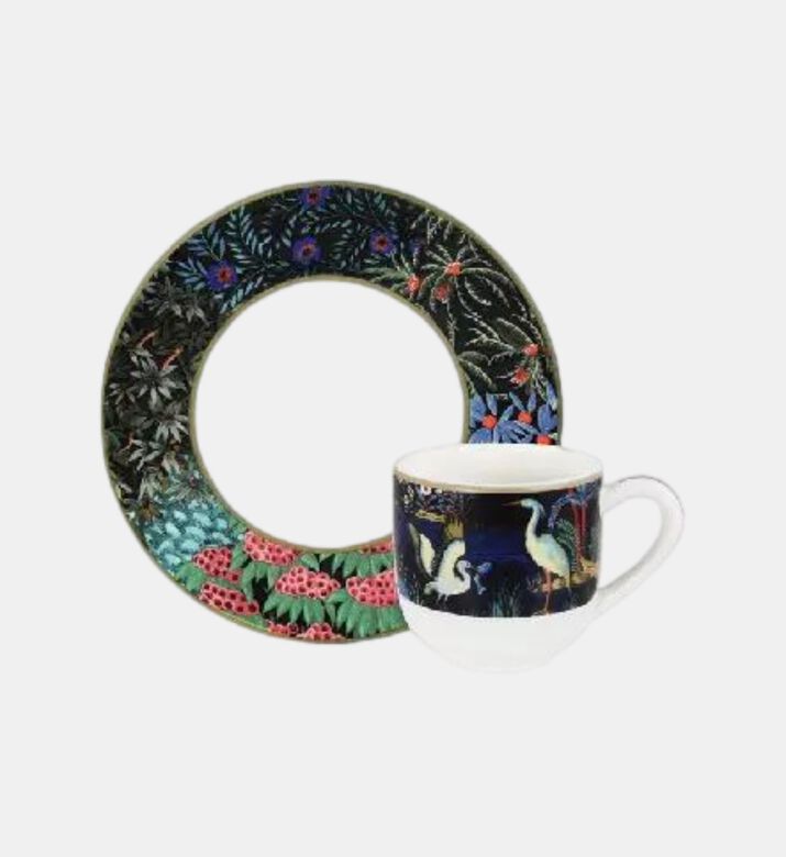 Gien Porcelain Exotic Print Cup Saucer Set, 8-cl, Packshot View