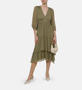 فستان بأكمام منفوشة بطبعة على كامله