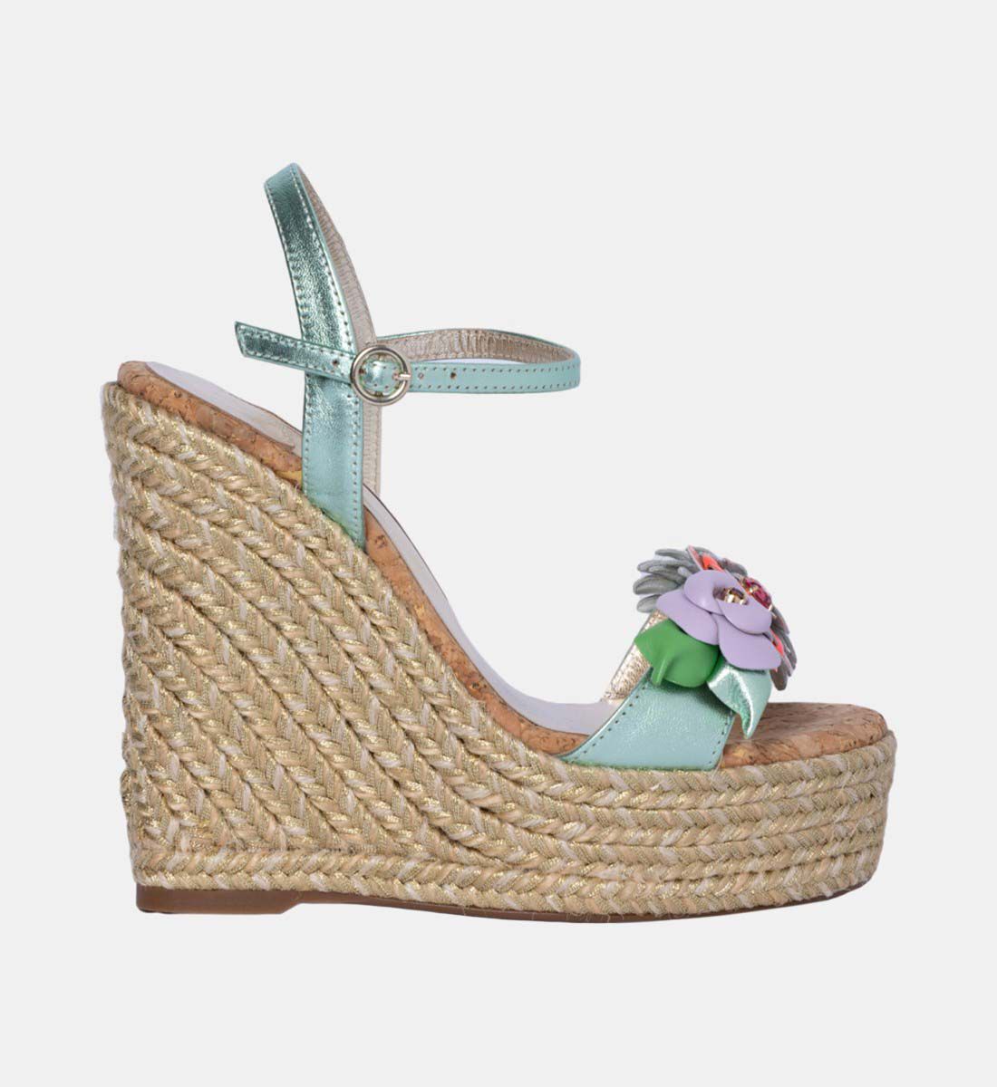 Sophia Webster Wildflower Floral Wedge Espadrille Heels