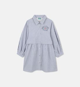 فستان قميص مخطط بأكمام طويلة