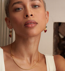 Ottoman Hands Geometric Ruby Drop Earrings, Packshot View