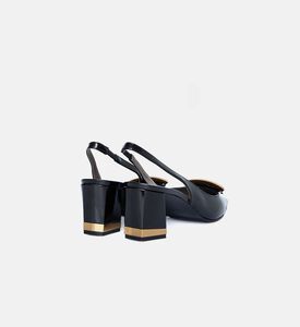 حذاء لامع بسير خلفي مفتوح