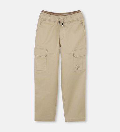 Elastic Waistband Embroidered Logo Cargo Pants