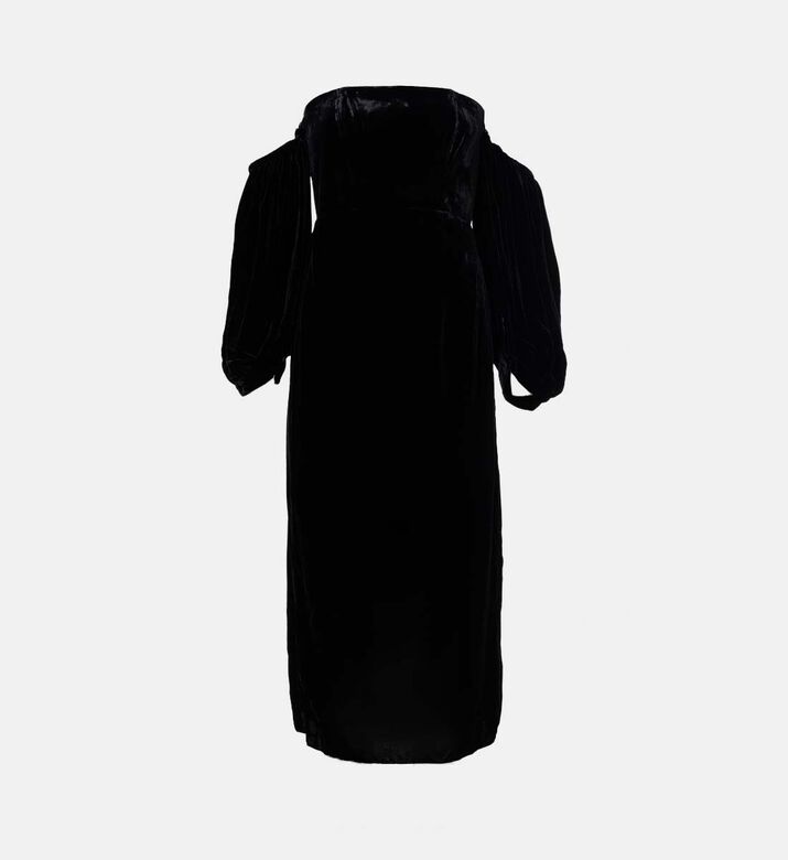 Forte-Forte Velvet Sweetheart Neck Midi Dress, Packshot View