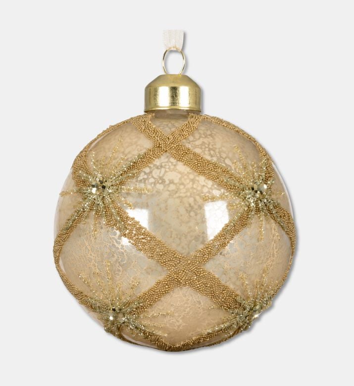 Kaemingk Bauble Glass Crisscross Design, Gold, Packshot View
