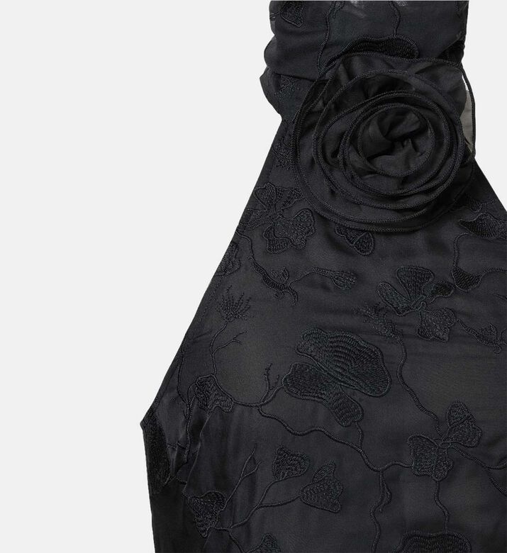 Uliana Floral Lace Halter Neck Maxi Dress