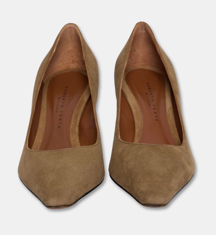 Roberto Festa Tirsasm Suede Pointed-toe Pumps, Brown, Eu-38.5, Packshot View