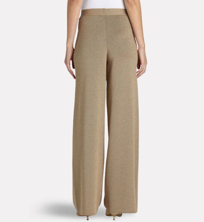 Luisa Spagnoli Zavorra Gold Knit Wide-leg Trousers, Model View