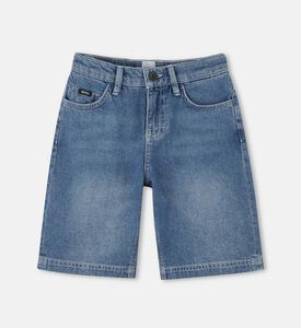 Logo-label Light Wash Denim Shorts