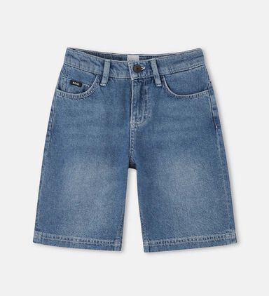Logo-label Light Wash Denim Shorts
