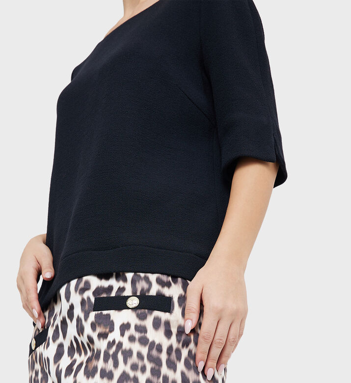 Leopard Printed Wool Crepe Dress