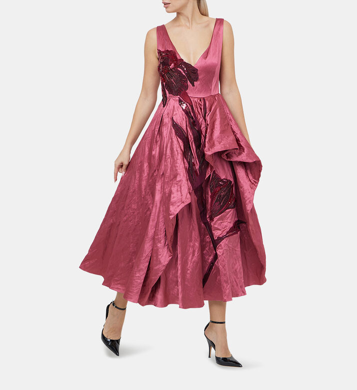 Sleeveless Asymmetrical Tiered Gown