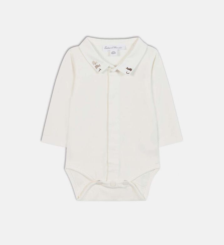 Rabbit-embroidery Collar Bodysuit