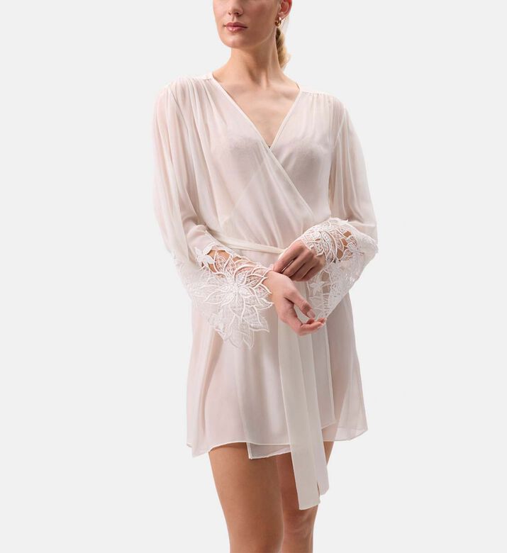 Rya Delight Floral-embroidery Long-sleeve Cover-up, Model View