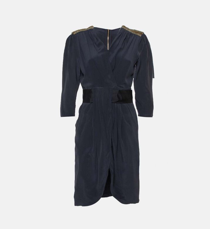 Embellished Detail Draped Mini Dress