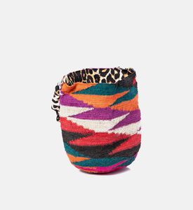 Leopard Print Strap Woven Bag