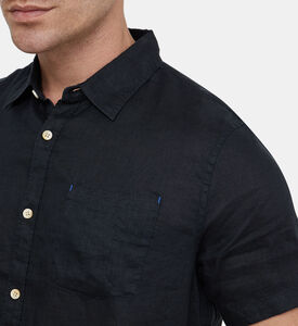 قميص كوردوروي كتان بأكمام قصيرة